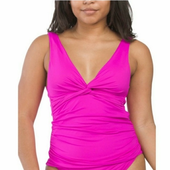 La Blanca Island Goddess pink tankini swimsuit top size 10 - Picture 1 of 9